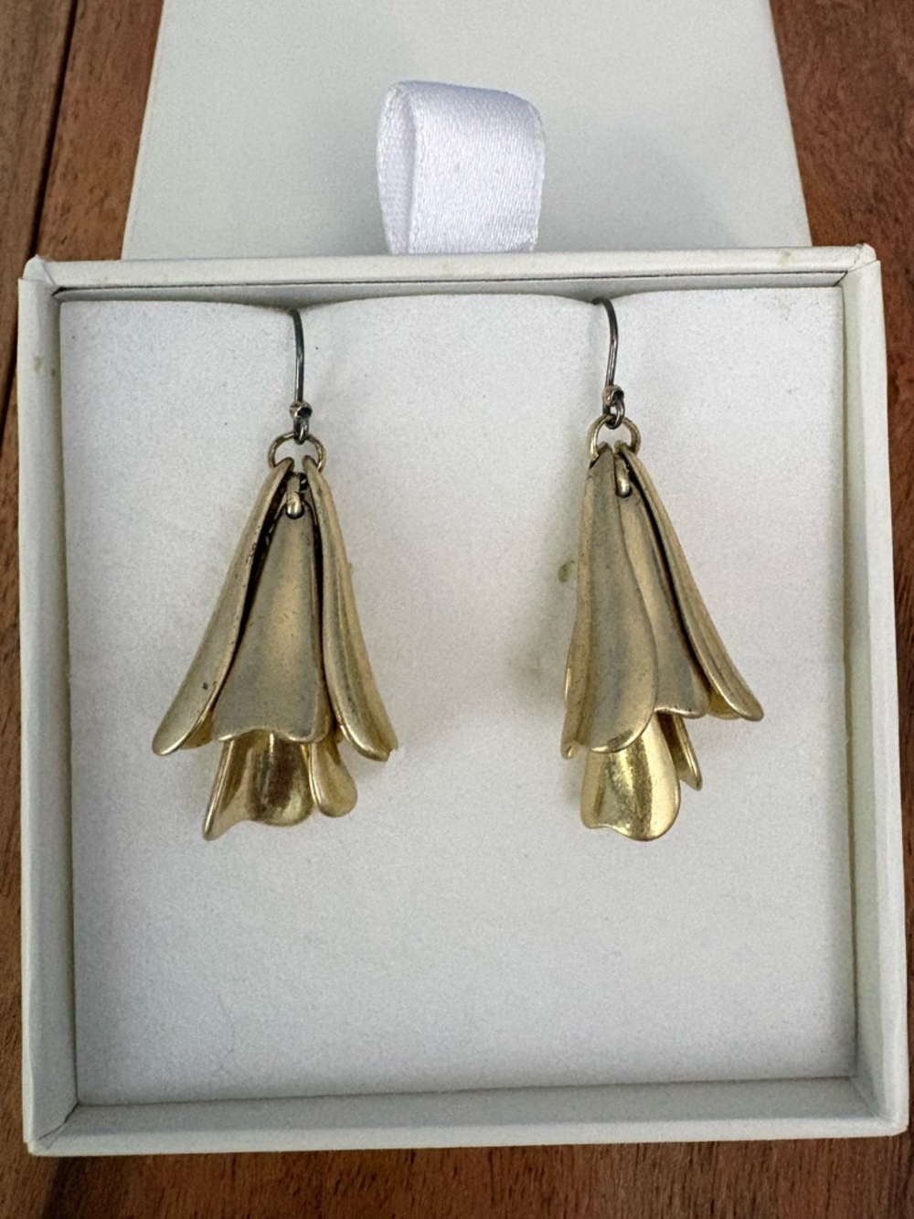 Lucky Brand Gold Floral Bell Drop Earrings